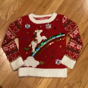 32 Degrees Festive Red Unicorn Sweater